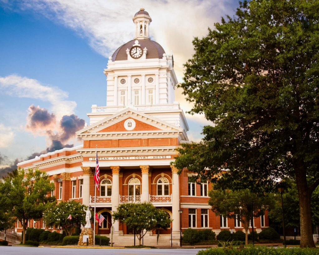 Historic Morgan County Courthouse in Madison GA Historic Morgan County Courthouse in Madison GA showcasing the iconic courthouse square and timeless architecture in one of Georgia's most charming communities.